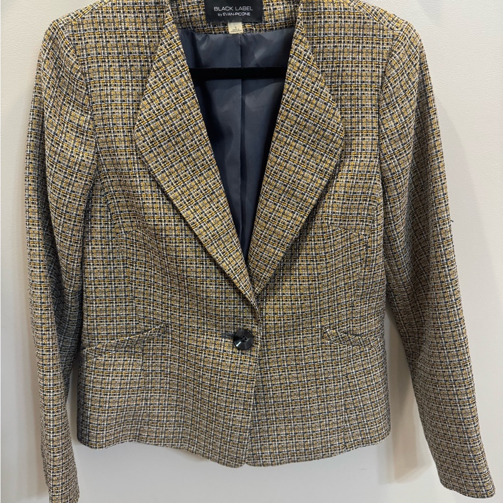 Black Label Women's yellow plaid Blazer size 4
